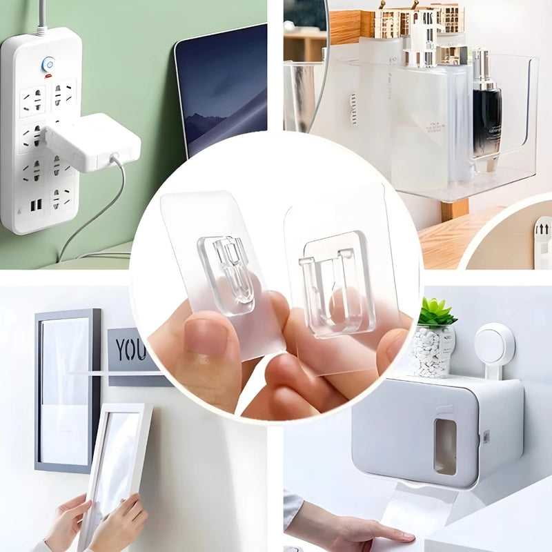 Gancho Adesivo Dupla Face Transparente sem Pregos sem Parafuso para Banheiro Quarto Cozinha Sala de estar Multiuso
