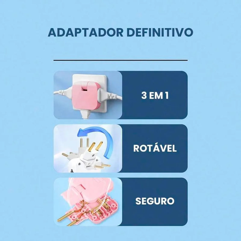 BENJAMIM 
Adaptador 3 SAIDA sem fio multi-plugue , conversor de extensão de 180 graus para tomada giratória, tomada de viagem 3 em 1