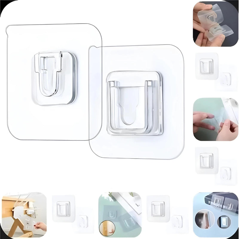Gancho Adesivo Dupla Face Transparente sem Pregos sem Parafuso para Banheiro Quarto Cozinha Sala de estar Multiuso